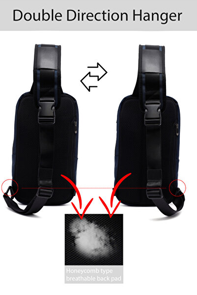 Derimod Ανδρική τσάντα χιαστί D-Pack Navy Blue 25SBD30316F