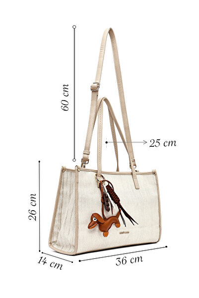 Derimod حقيبة كتف نسائية باللون البيج بحزام طويل 25SBD254014