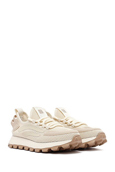Derimod Zero Erkek Bej Bağcıklı Kalın Tabanlı Kumaş Sneaker 25SFD69406F