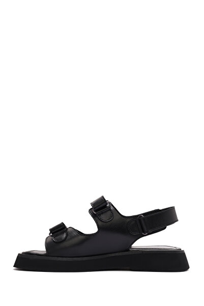 Derimod Women's Black Strappy Leather Sandals 25Sfd130818