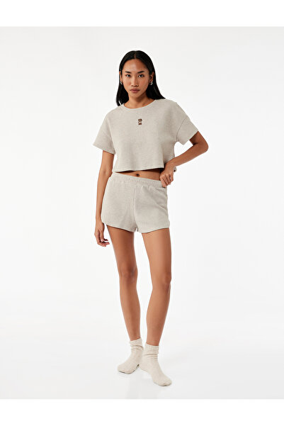 Koton Dokulu Waffle Kumaş Mini Şort Pijama Altı