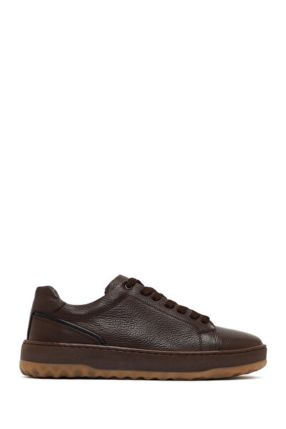 Derimod Erkek Kahverengi Bağcıklı Kalın Tabanlı Deri Sneaker,Kışlık Spor Ayakkabı 25WFD7602FT