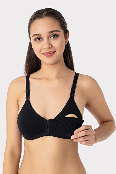 Arma Yıldız Pachet de 2 sutien alb - negru pentru femei, fără sârmă, fără capac, pentru alăptare, bumbac, lycra, țesătură flexibilă și moale