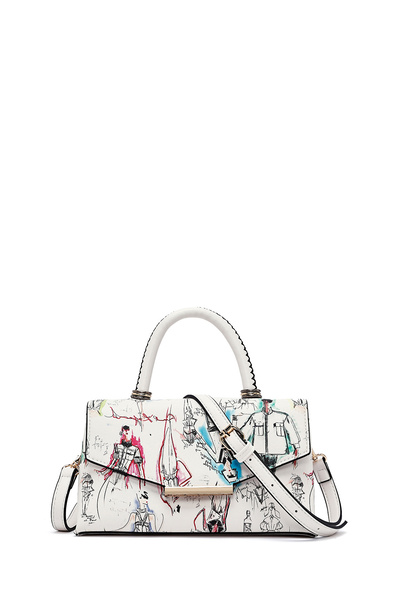 Derimod Women's Cream Long Strap Printed Shoulder Bag 25Sbd252426