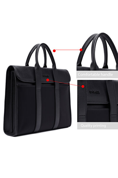 Derimod Ανδρικός χαρτοφύλακας από μαύρο ύφασμα D-Pack 25SBD302514