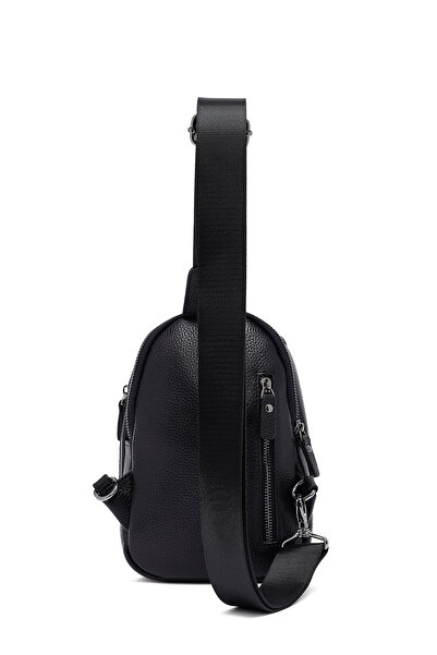 Derimod Men's Black Leather Crossbody Bag 25Sbd3500Ft