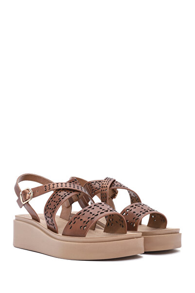 Derimod Women's Bronze Ankle Buckle Thick Soled Sandals 25Sfe465818