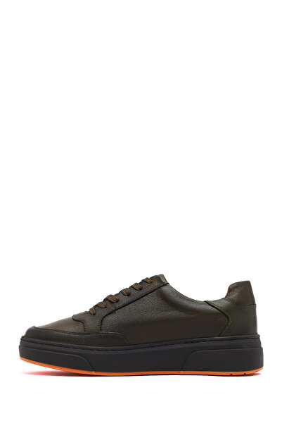 Derimod Erkek Haki Bağcıklı Kalın Tabanlı Deri Sneaker,Kışlık Spor Ayakkabı 25WFD610618