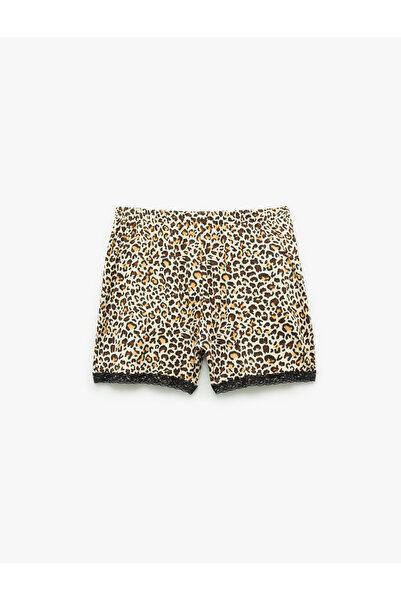 Koton Leopard Print Shorts with Lace Detail Pajama Bottoms