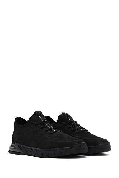 Derimod Erkek Siyah Bağcıklı Nubuk Deri Comfort Sneaker 25SFD6418V3
