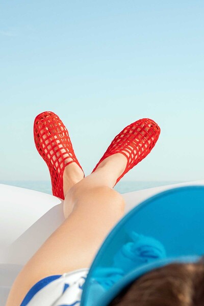 Derimod Women's Red Transparent Jelly Summer Ballerina Shoes 25Sfe4754Pv