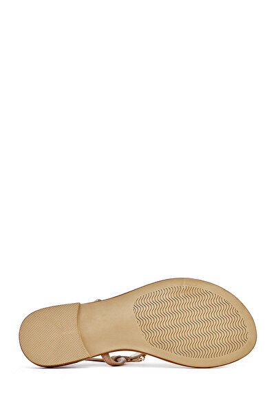 Derimod Women's Tan Ankle Buckle Flip Flop Genuine Leather Sandals 25Sfd483014