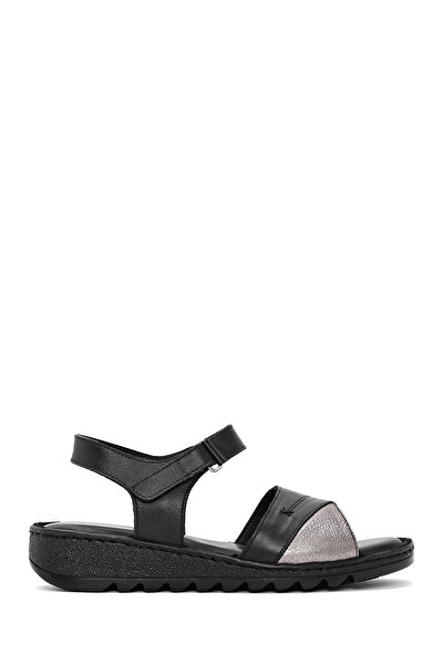 Derimod صندل نسائي من الجلد الطبيعي مريح بحزام الكاحل باللون الأسود 25SFD410418