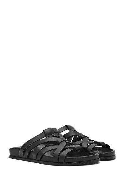 Derimod Дамски черни кожени пантофи 25SFD152218