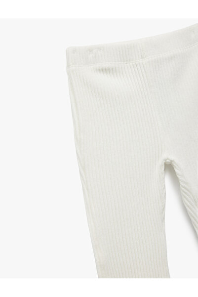 Koton Cotton Basic Velvet Leggings with Elastic Waist and Flared Legs