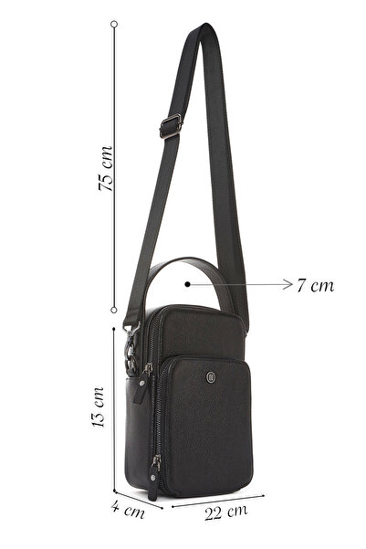 Derimod Men's Black Long Strap Leather Handbag 25Sbd3501Ft