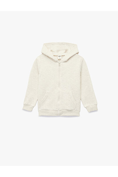 Koton Суитшърт с качулка, текстуриран, с дълъг ръкав и цип