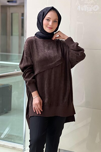 Nuss Y3003 Tree Bark Patterned Ribbed Vegan Silk Tunic