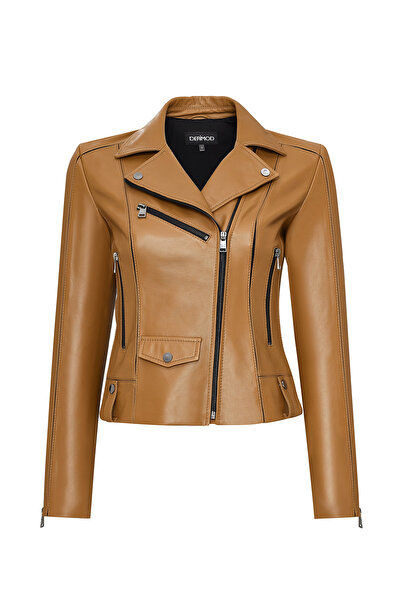 Derimod Bella Kadın Camel Biker Kısa Deri Ceket 25SGD5106U4