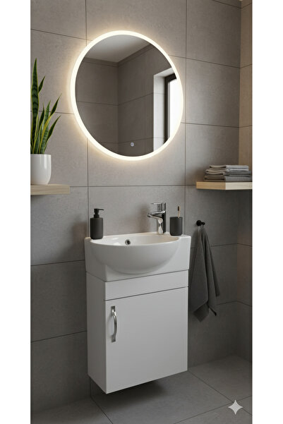 valrise Banyo ve Tuvalet Mini Köşe mdf Lavabo dolabı ve 28*45 Cm (lavabo dahil)