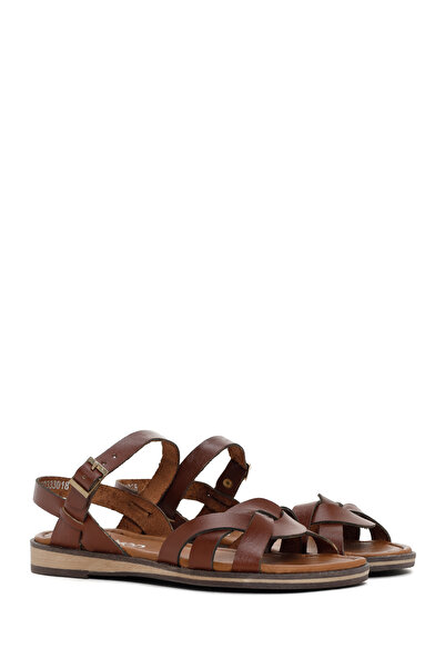 Derimod Women's Brown Genuine Leather Bodrum Sandals 25Sfd332118