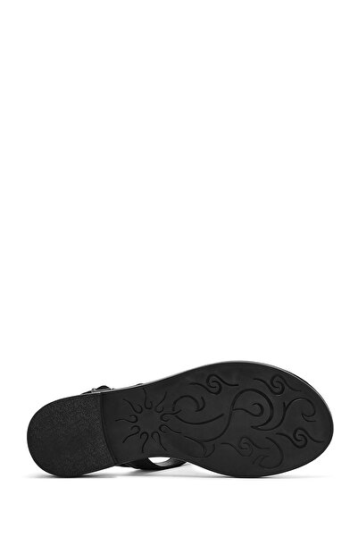 Derimod Women's Black Flip Flops Genuine Leather Sandals 25Sfd361918