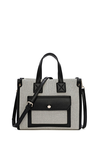 Derimod حقيبة كتف نسائية من القماش بحزام طويل باللون الأسود 25SBD29206F