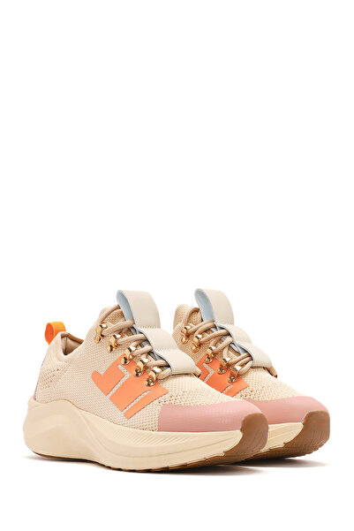 Derimod Zero Kadın Bej Kalın Tabanlı Bağcıklı Kumaş Sneaker 25SFD43166F