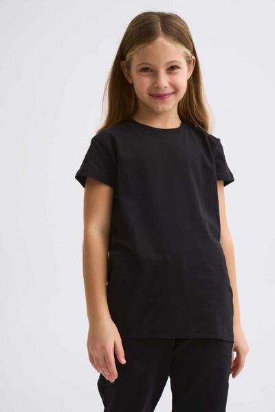 THERECOLOR Organic Short Sleeve Girl's T-Shirt - Black