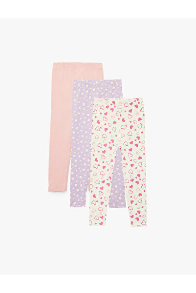 Koton Σετ κολάν 3 τεμαχίων με βαμβακερό σχέδιο και ελαστική μέση