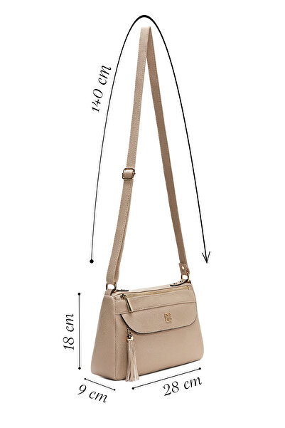 Derimod حقيبة كروس نسائية باللون البيج بحزام طويل 25SBD2107FT