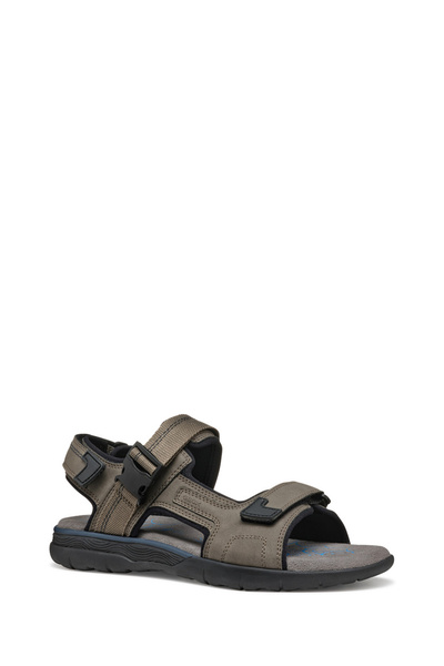 Geox Men's Gray U Spherica Ec5 B- Nbk Synt.Le Double Strap Fabric Sandals U55Elb000Ekc1018