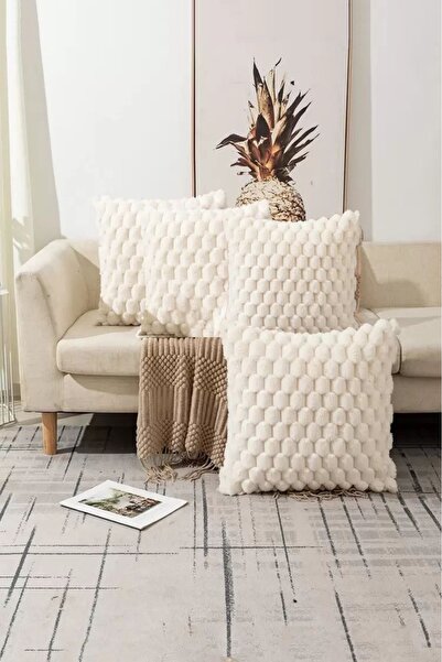 EVREKA 4 قطع من أغطية الوسائد المخملية البيضاء ذات النمط المزدوج الجانبية الم...