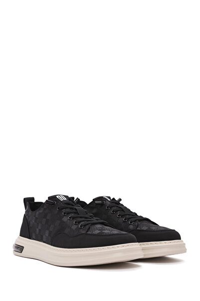 Derimod Erkek Siyah Bağcıklı Desenli Kumaş Sneaker 25SFD69326F