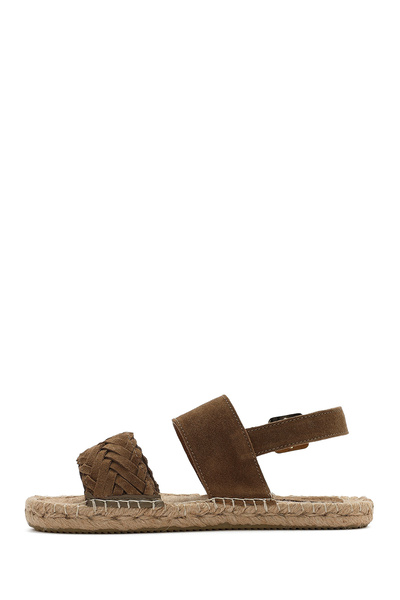 Derimod Kadın Vizon Örgü Detaylı Süet Deri Espadril 25SFD206310