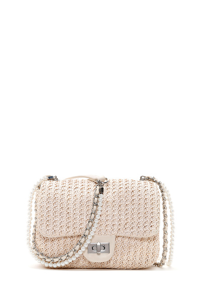 Derimod Γυναικεία τσάντα χιαστί με μακρύ λουράκι από κρέμα 25SBD2420M7