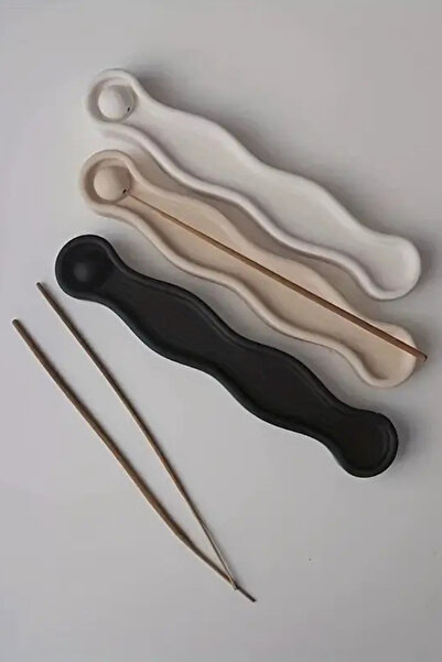 homika dekorasyon Beyaz Renk Modern Dalgalı Çubuk Tütsülük Taş Tozu Minimalis...