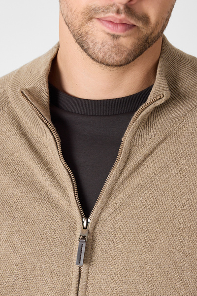 Frappoli Polev Men's Mink Italian Raglan Nopen Full Zipper Sports Cardigan-Jacket