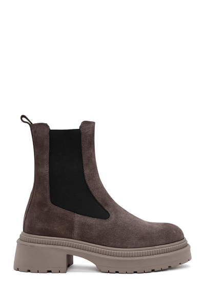 Derimod Kadın Vizon Süet Deri Chelsea Bot 24WFD512110