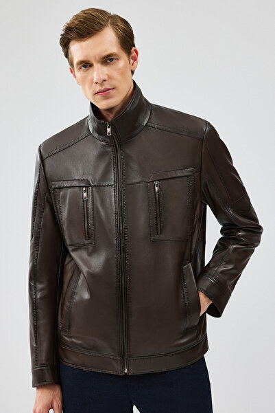Derimod Hugo Erkek Vizon Deri Ceket 24WGE654047