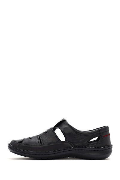 Derimod Men's Black Leather Casual Sandals
