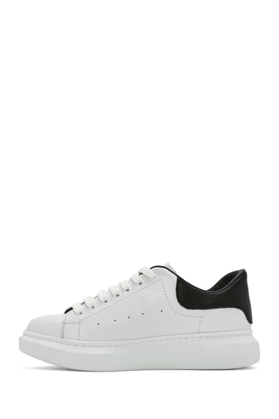 Derimod Erkek Beyaz Bağcıklı Kalın Tabanlı Deri Sneaker 25SFD752218