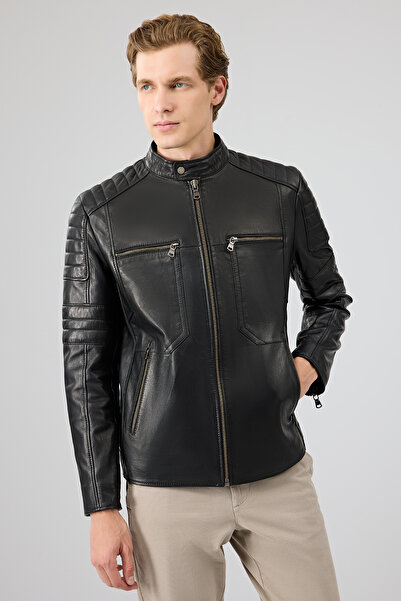 Derimod Morant Erkek Siyah Hakim Yaka Deri Ceket 24WGF6554VE