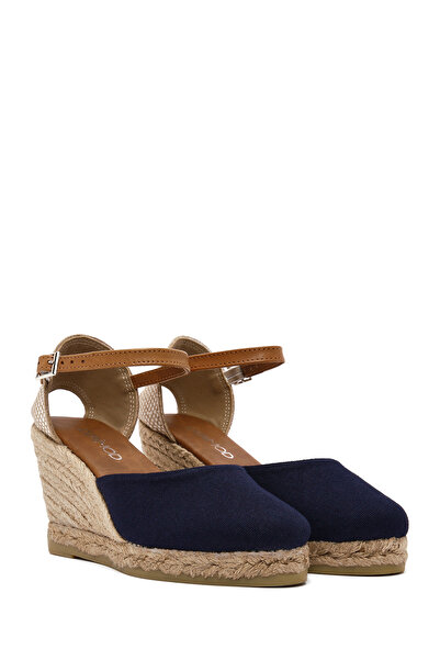 Derimod Γυναικεία μπλε ναυτική εσπαντρίλια με λουράκι με τακούνι 25SFD20586F