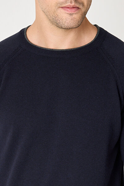 Frappoli Lunox Чоловічий синій італійський бавовняний спортивний светр з коміром-стійкою