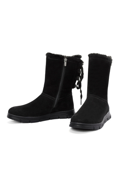 Derimod Kadın Siyah Fermuarlı Süet Bot 24WFE252510