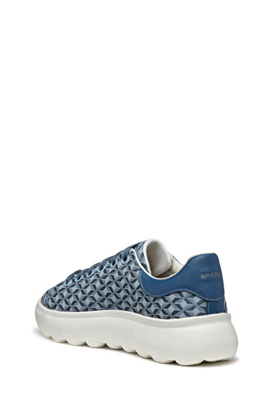 Geox Women's Blue D Spherica Ec4.D - Em. Tex + Sy Lace-Up Patterned Thick Sole Sneaker D55Tcd0Dsbcc4