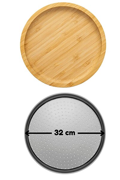 Atlas Mutfak صينية بيتزا متوسطة الحجم مثقبة، صينية لاهماكون 32 سم، وطبق بيتزا...