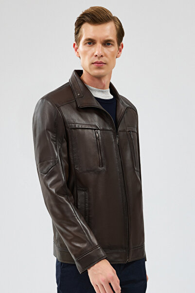 Derimod Hugo Erkek Vizon Deri Ceket 24WGE654047