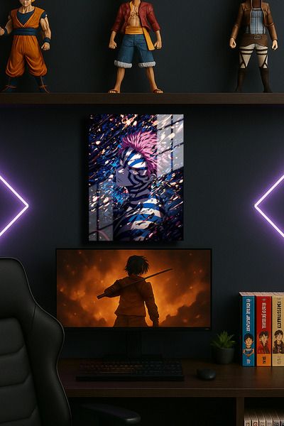 EABASKI Poster metalic Akaza Demon Slayer "cu imprimeu